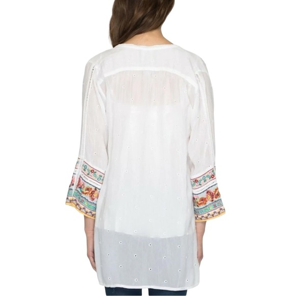JOHNNY WAS EMBROIDERED EYELET BOHO PULLOVER TUNIC TOP - Picture 2 of 16